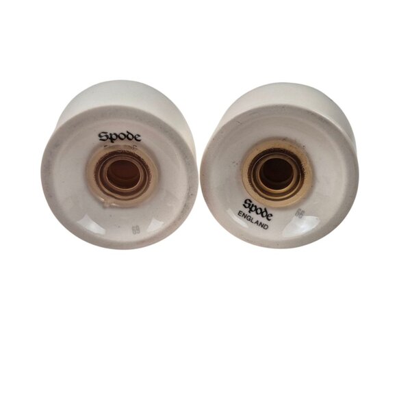 Spode Christmas Tree Salt And Pepper Shakers Wide Green Band England Vintage Wit - Picture 8 of 11